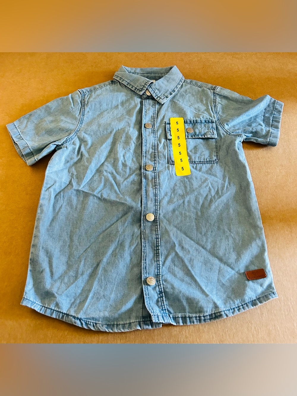 Koala Kids Light Blue Denim Short Sleeve Button-Up Shirt and Short